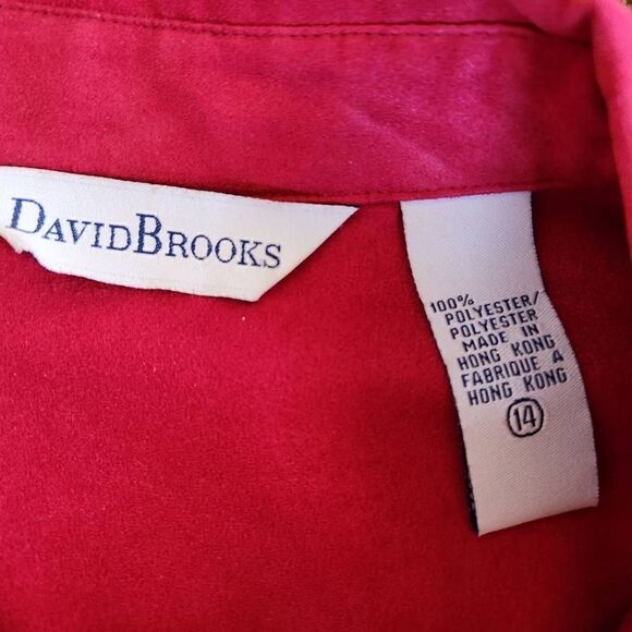 David Brooks women's size 14 button up long sleeve shirt red suede feel - Picture 4 of 4